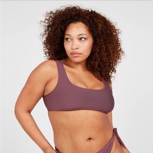 NEW: VOLCOM SIMPLY SEAMLESS SCOOP PLUS SIZE BIKINI TOP IN EGGPLANT